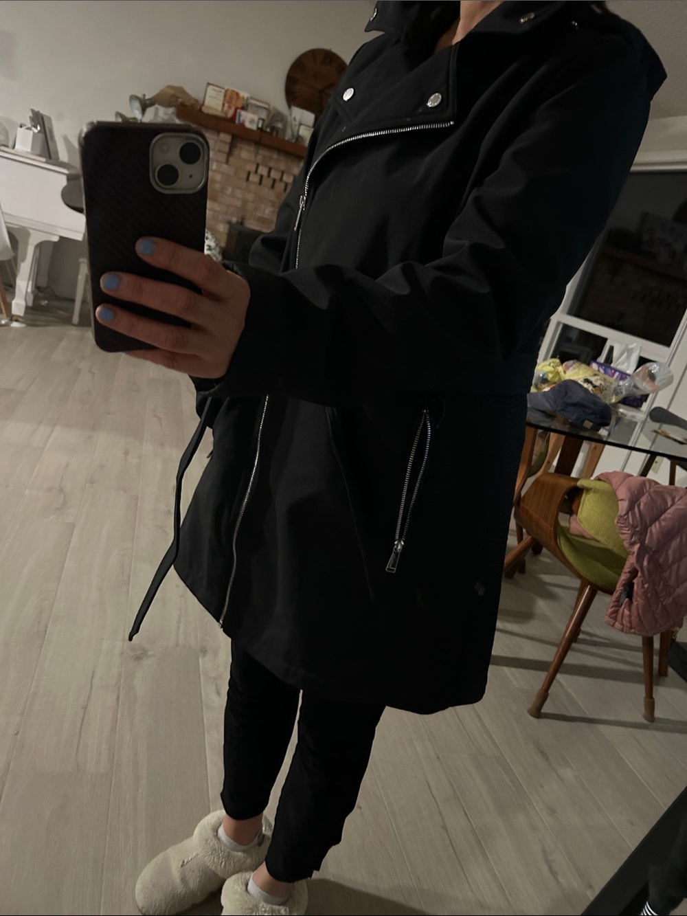 BCBGeneration Black Hooded Trench Coat with Zip Details